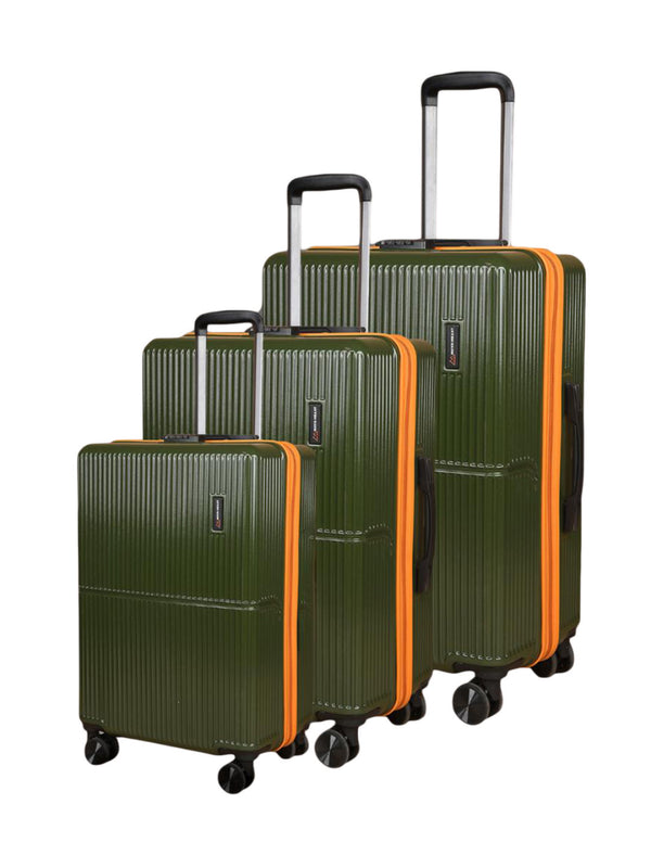 Move-Meant Glide Matte-Green Trolley Bag (Set of 3)